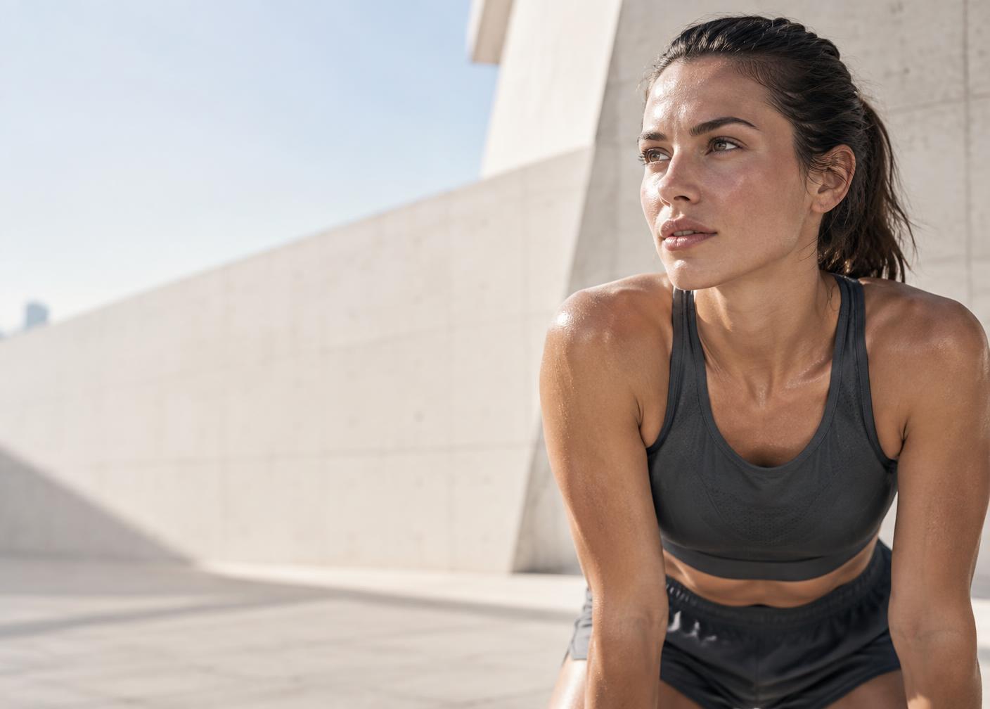 Runner cooling down after an urban training session
